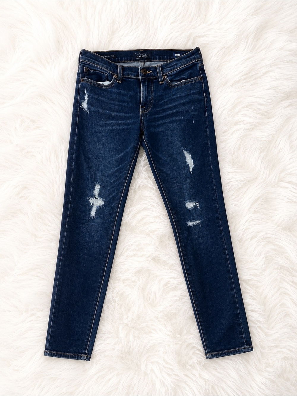 Lucky Brand Sienna Slim Boyfriend Jeans Women’s 2/26 Dark Wash Distressed